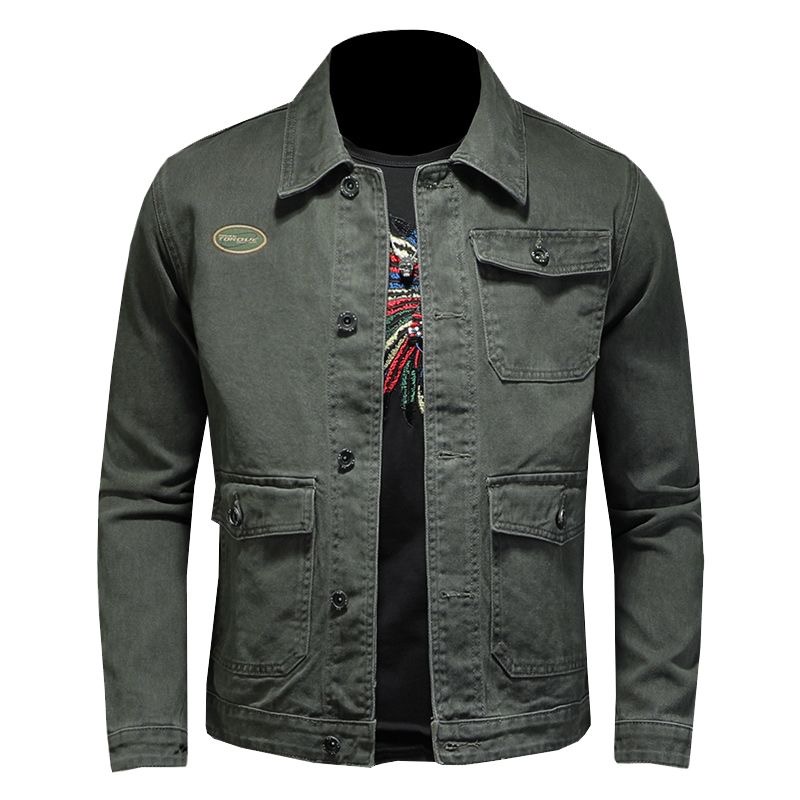 Casual Fashionable Denim Jacket Green