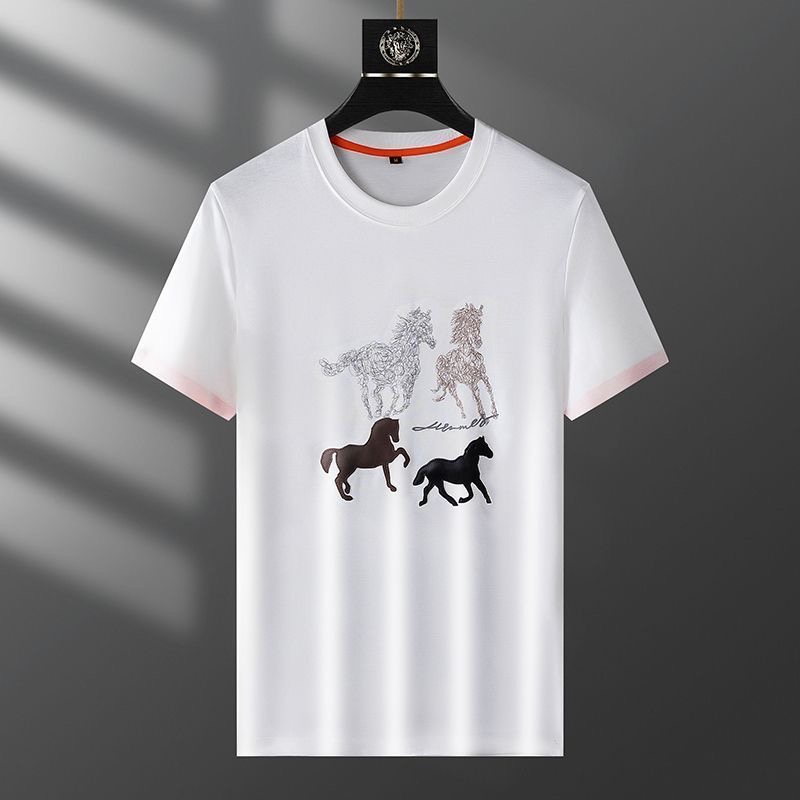Luxurious Ice Silk Cotton Shorts Sleeve T-Shirt White
