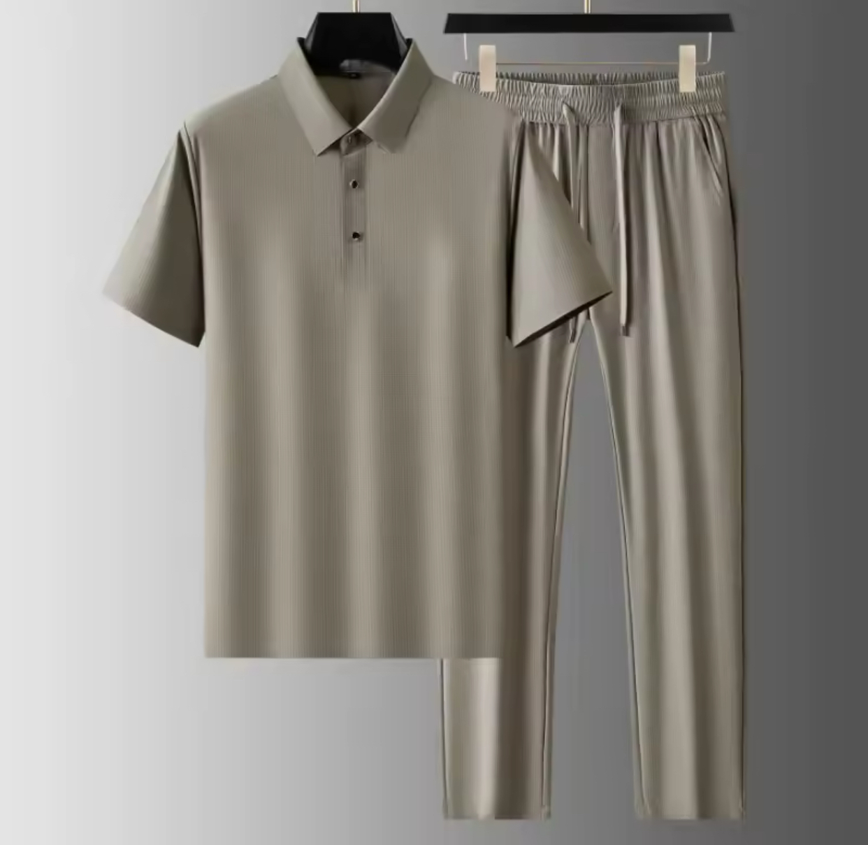 Luxury Ice Silk Men’s Sets Khaki