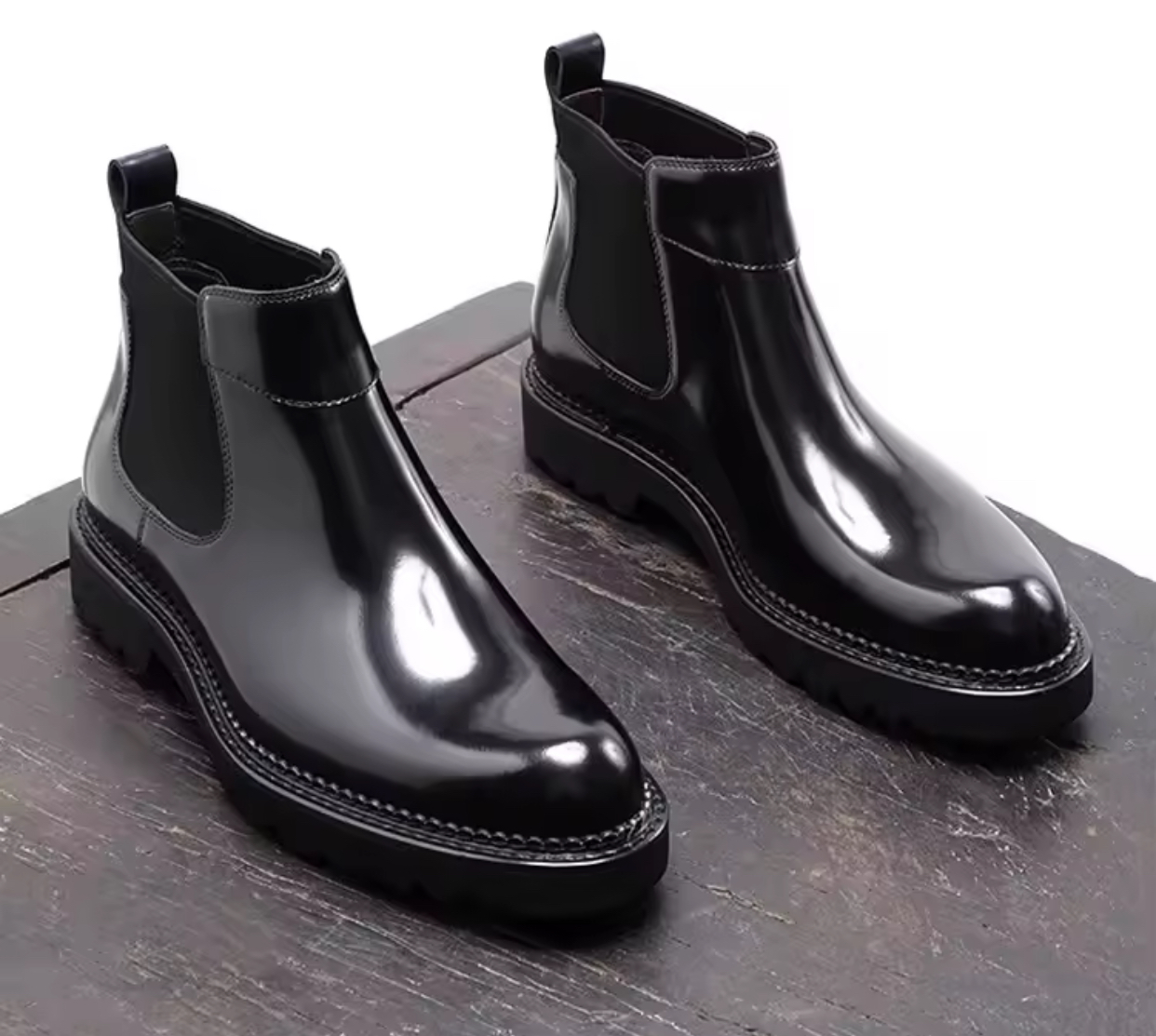 European Leather Thick Bottom Boot - Black