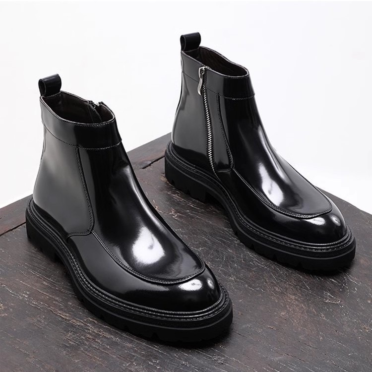 European Leather Thick Bottom Boot - Black1